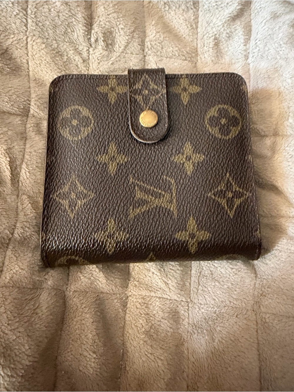 Louis Vuitton Monogram Canvas Compact Snap Card Holder in Brown and Gold